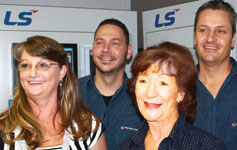 Ana-Digi staff seen at the open day. Front from l: Cornelia Pieterse, administration and sales assistant; Marguerite O’Donoghue, branch administrator. Back from l: Lourens van Vuuren, branch/sales manager; Morn&#233; Steyl, project manager.